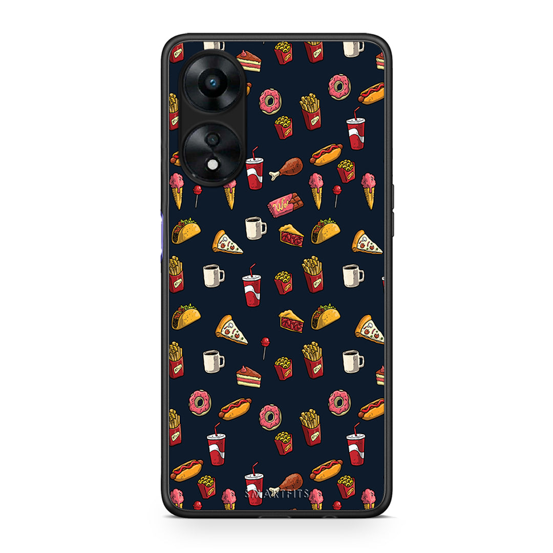 Θήκη Oppo A78 Random Hungry από τη Smartfits με σχέδιο στο πίσω μέρος και μαύρο περίβλημα | Oppo A78 Random Hungry Case with Colorful Back and Black Bezels