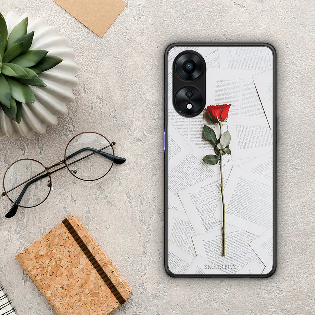 Θήκη Oppo A78 Red Rose από τη Smartfits με σχέδιο στο πίσω μέρος και μαύρο περίβλημα | Oppo A78 Red Rose Case with Colorful Back and Black Bezels