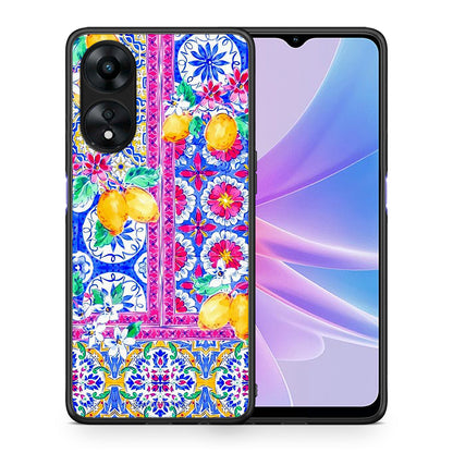 Θήκη Oppo A78 Retro Spring από τη Smartfits με σχέδιο στο πίσω μέρος και μαύρο περίβλημα | Oppo A78 Retro Spring Case with Colorful Back and Black Bezels