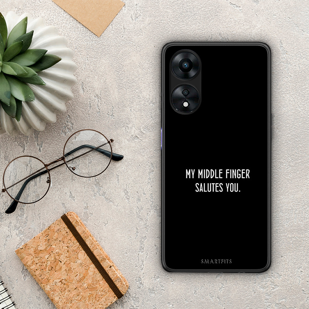 Θήκη Oppo A78 Salute από τη Smartfits με σχέδιο στο πίσω μέρος και μαύρο περίβλημα | Oppo A78 Salute Case with Colorful Back and Black Bezels