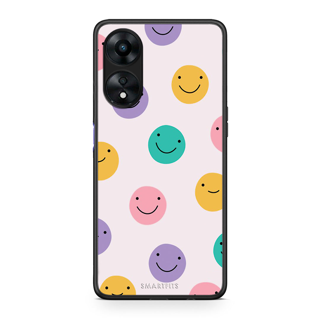 Θήκη Oppo A78 Smiley Faces από τη Smartfits με σχέδιο στο πίσω μέρος και μαύρο περίβλημα | Oppo A78 Smiley Faces Case with Colorful Back and Black Bezels