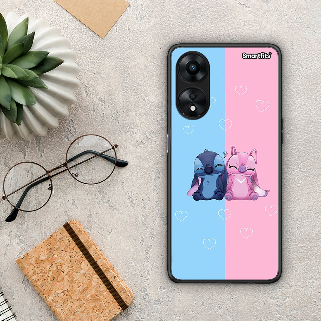 Θήκη Oppo A78 Stitch And Angel από τη Smartfits με σχέδιο στο πίσω μέρος και μαύρο περίβλημα | Oppo A78 Stitch And Angel Case with Colorful Back and Black Bezels