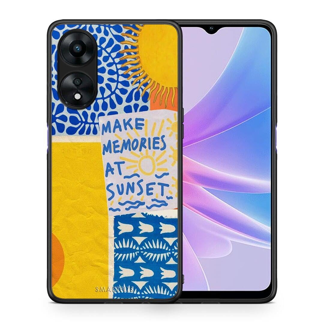 Θήκη Oppo A78 Sunset Memories από τη Smartfits με σχέδιο στο πίσω μέρος και μαύρο περίβλημα | Oppo A78 Sunset Memories Case with Colorful Back and Black Bezels