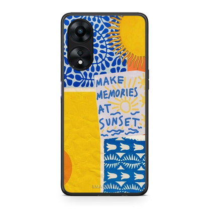 Θήκη Oppo A78 Sunset Memories από τη Smartfits με σχέδιο στο πίσω μέρος και μαύρο περίβλημα | Oppo A78 Sunset Memories Case with Colorful Back and Black Bezels