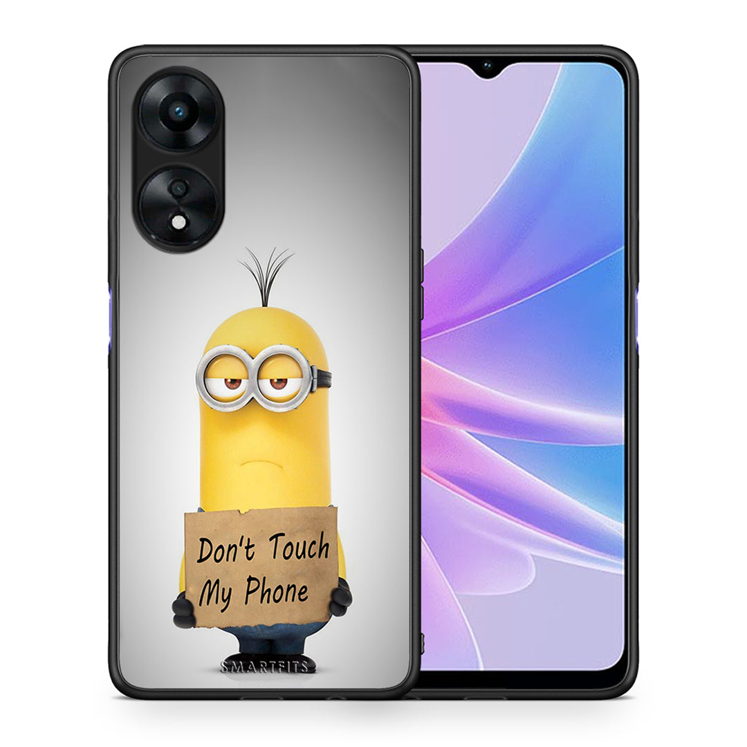 Θήκη Oppo A78 Text Minion από τη Smartfits με σχέδιο στο πίσω μέρος και μαύρο περίβλημα | Oppo A78 Text Minion Case with Colorful Back and Black Bezels