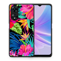 Thumbnail for Θήκη Oppo A78 Tropical Flowers από τη Smartfits με σχέδιο στο πίσω μέρος και μαύρο περίβλημα | Oppo A78 Tropical Flowers Case with Colorful Back and Black Bezels