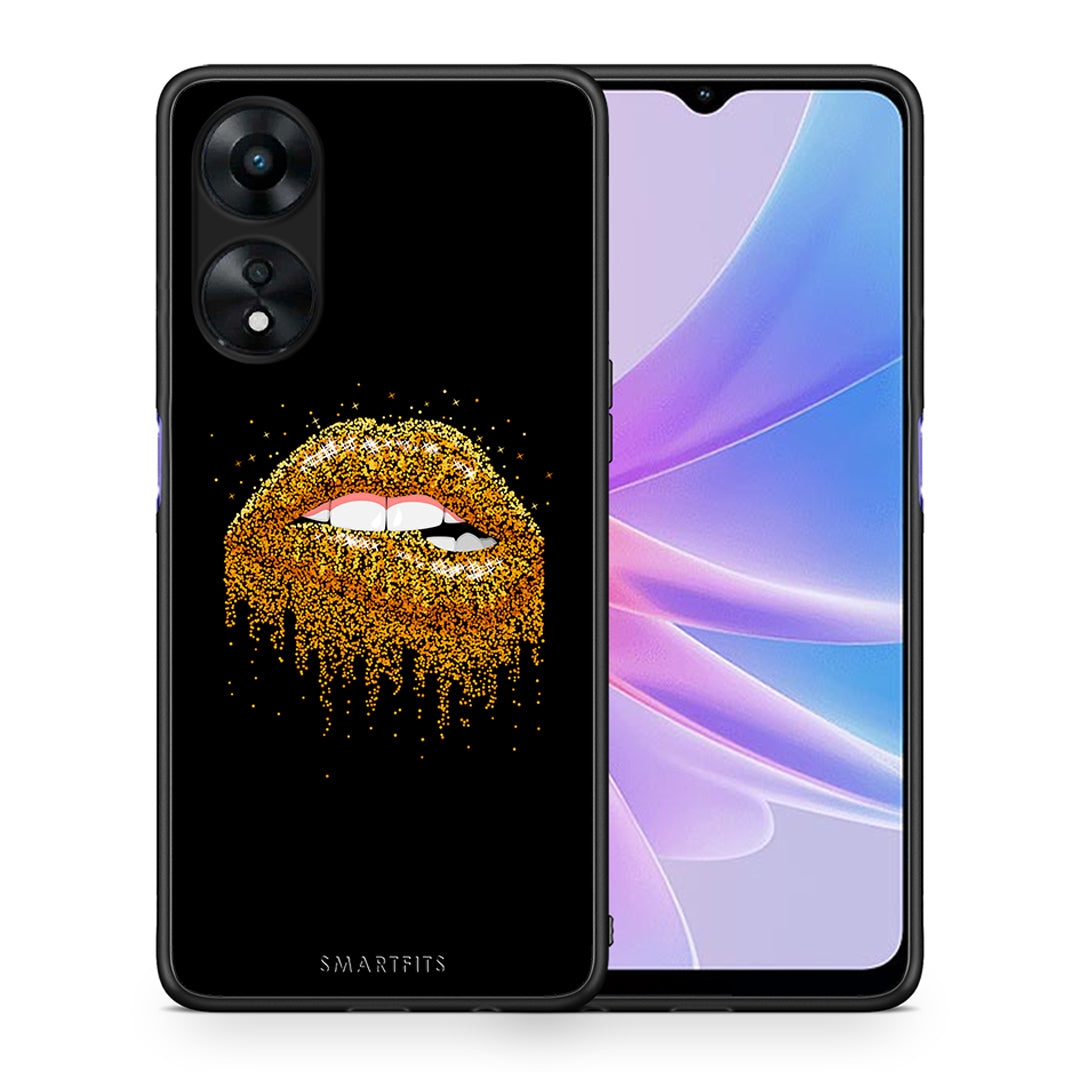 Θήκη Oppo A78 Valentine Golden από τη Smartfits με σχέδιο στο πίσω μέρος και μαύρο περίβλημα | Oppo A78 Valentine Golden Case with Colorful Back and Black Bezels