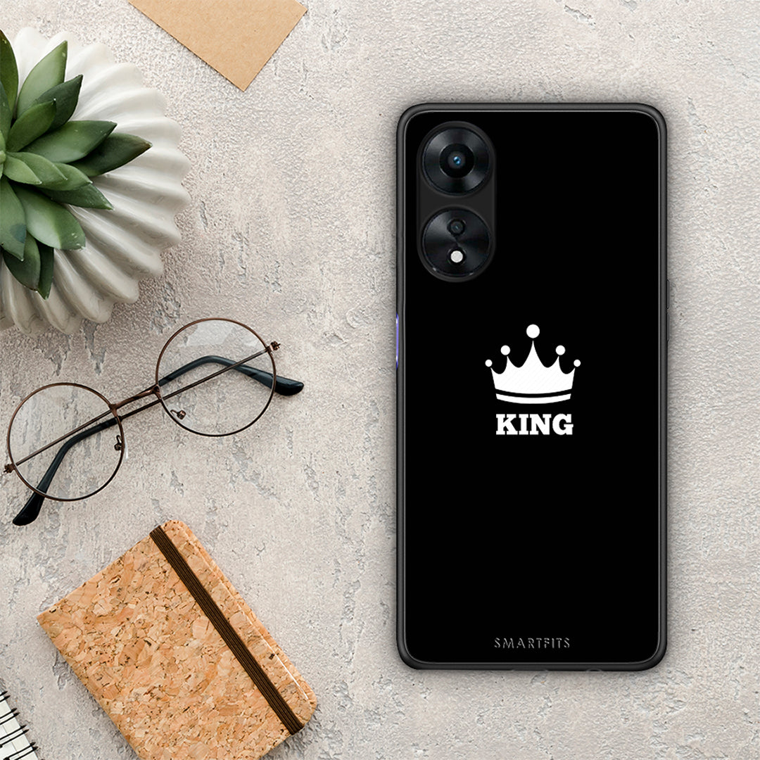 Θήκη Oppo A78 Valentine King από τη Smartfits με σχέδιο στο πίσω μέρος και μαύρο περίβλημα | Oppo A78 Valentine King Case with Colorful Back and Black Bezels