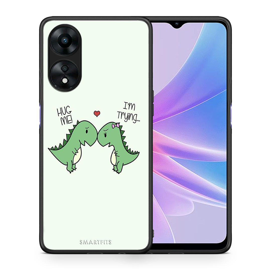 Θήκη Oppo A78 Valentine Rex από τη Smartfits με σχέδιο στο πίσω μέρος και μαύρο περίβλημα | Oppo A78 Valentine Rex Case with Colorful Back and Black Bezels