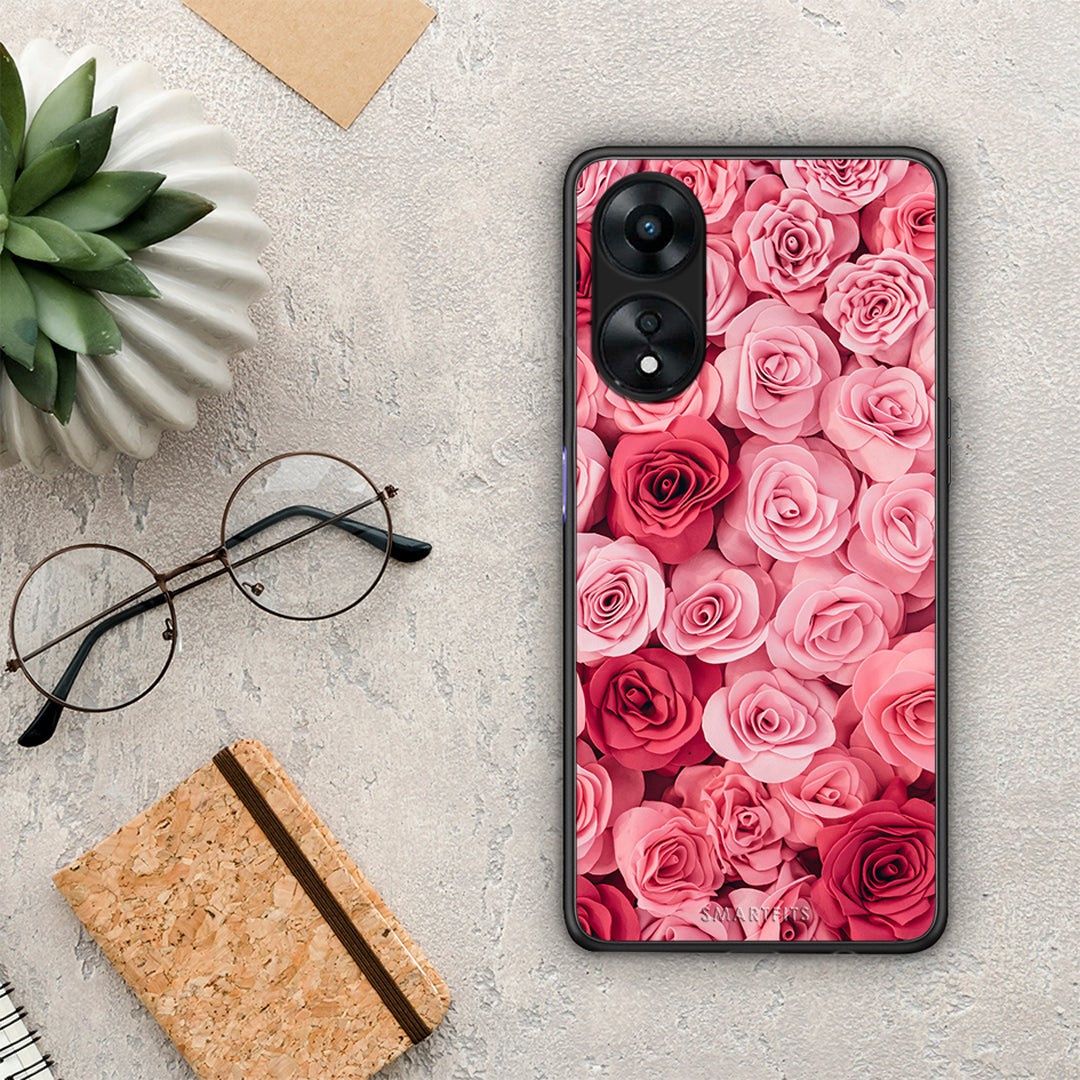 Θήκη Oppo A78 Valentine RoseGarden από τη Smartfits με σχέδιο στο πίσω μέρος και μαύρο περίβλημα | Oppo A78 Valentine RoseGarden Case with Colorful Back and Black Bezels