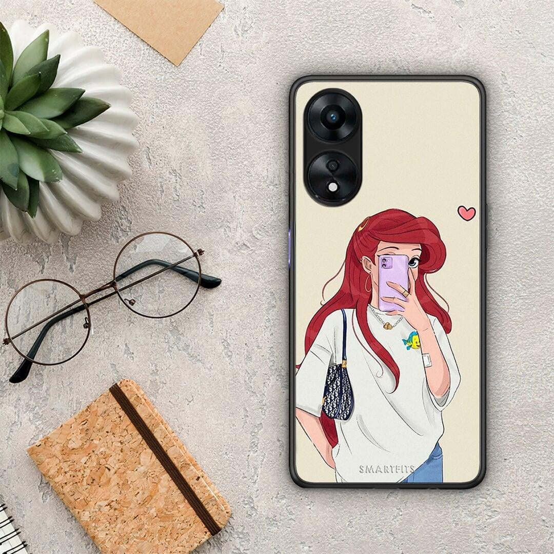 Θήκη Oppo A78 Walking Mermaid από τη Smartfits με σχέδιο στο πίσω μέρος και μαύρο περίβλημα | Oppo A78 Walking Mermaid Case with Colorful Back and Black Bezels