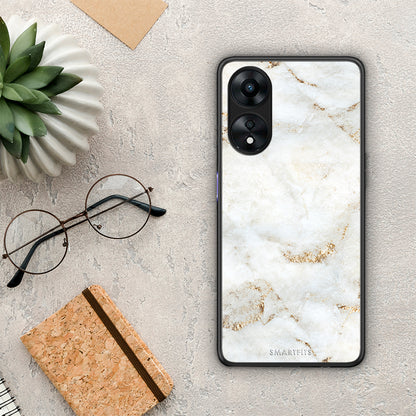 Θήκη Oppo A78 White Gold Marble από τη Smartfits με σχέδιο στο πίσω μέρος και μαύρο περίβλημα | Oppo A78 White Gold Marble Case with Colorful Back and Black Bezels