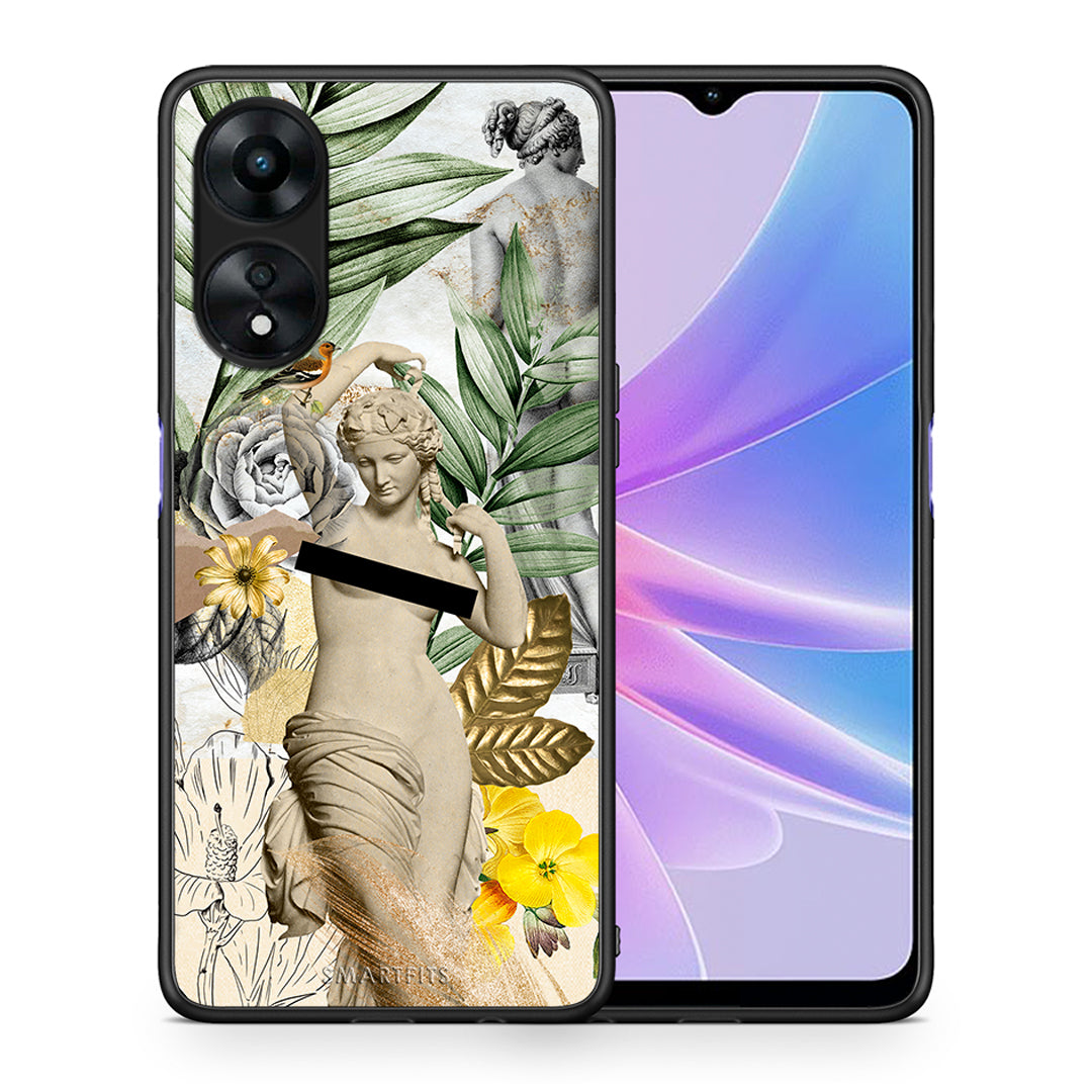 Θήκη Oppo A78 Woman Statue από τη Smartfits με σχέδιο στο πίσω μέρος και μαύρο περίβλημα | Oppo A78 Woman Statue Case with Colorful Back and Black Bezels