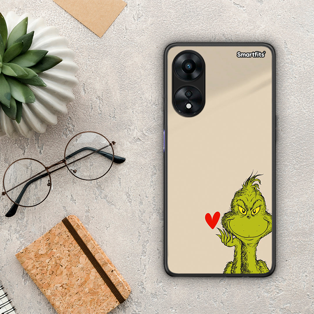 Θήκη Oppo A78 Xmas Grinch από τη Smartfits με σχέδιο στο πίσω μέρος και μαύρο περίβλημα | Oppo A78 Xmas Grinch Case with Colorful Back and Black Bezels