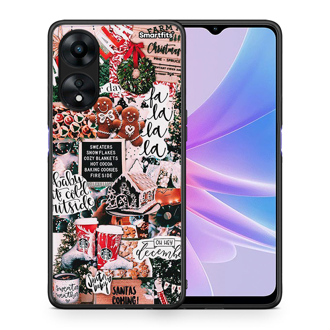 Θήκη Oppo A78 Xmas Habbits από τη Smartfits με σχέδιο στο πίσω μέρος και μαύρο περίβλημα | Oppo A78 Xmas Habbits Case with Colorful Back and Black Bezels