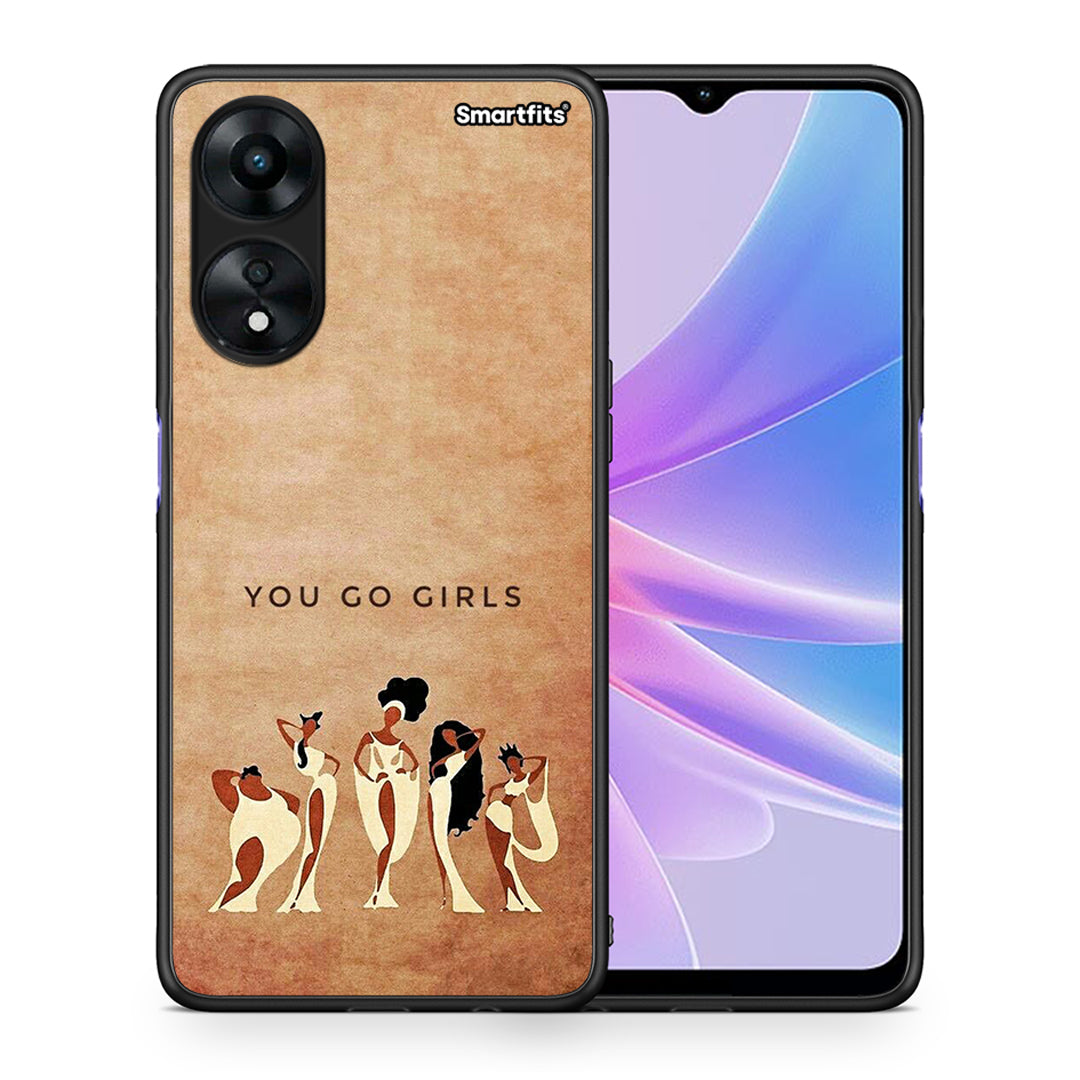 Θήκη Oppo A78 You Go Girl από τη Smartfits με σχέδιο στο πίσω μέρος και μαύρο περίβλημα | Oppo A78 You Go Girl Case with Colorful Back and Black Bezels