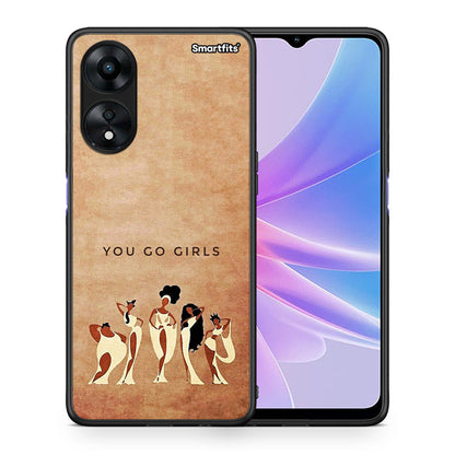 Θήκη Oppo A78 You Go Girl από τη Smartfits με σχέδιο στο πίσω μέρος και μαύρο περίβλημα | Oppo A78 You Go Girl Case with Colorful Back and Black Bezels