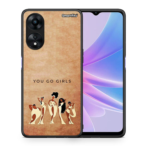 Θήκη Oppo A78 You Go Girl από τη Smartfits με σχέδιο στο πίσω μέρος και μαύρο περίβλημα | Oppo A78 You Go Girl Case with Colorful Back and Black Bezels