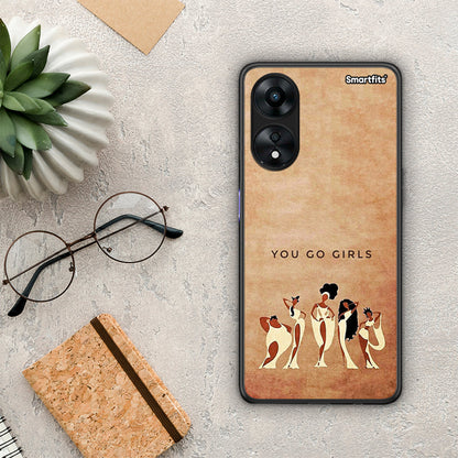 Θήκη Oppo A78 You Go Girl από τη Smartfits με σχέδιο στο πίσω μέρος και μαύρο περίβλημα | Oppo A78 You Go Girl Case with Colorful Back and Black Bezels