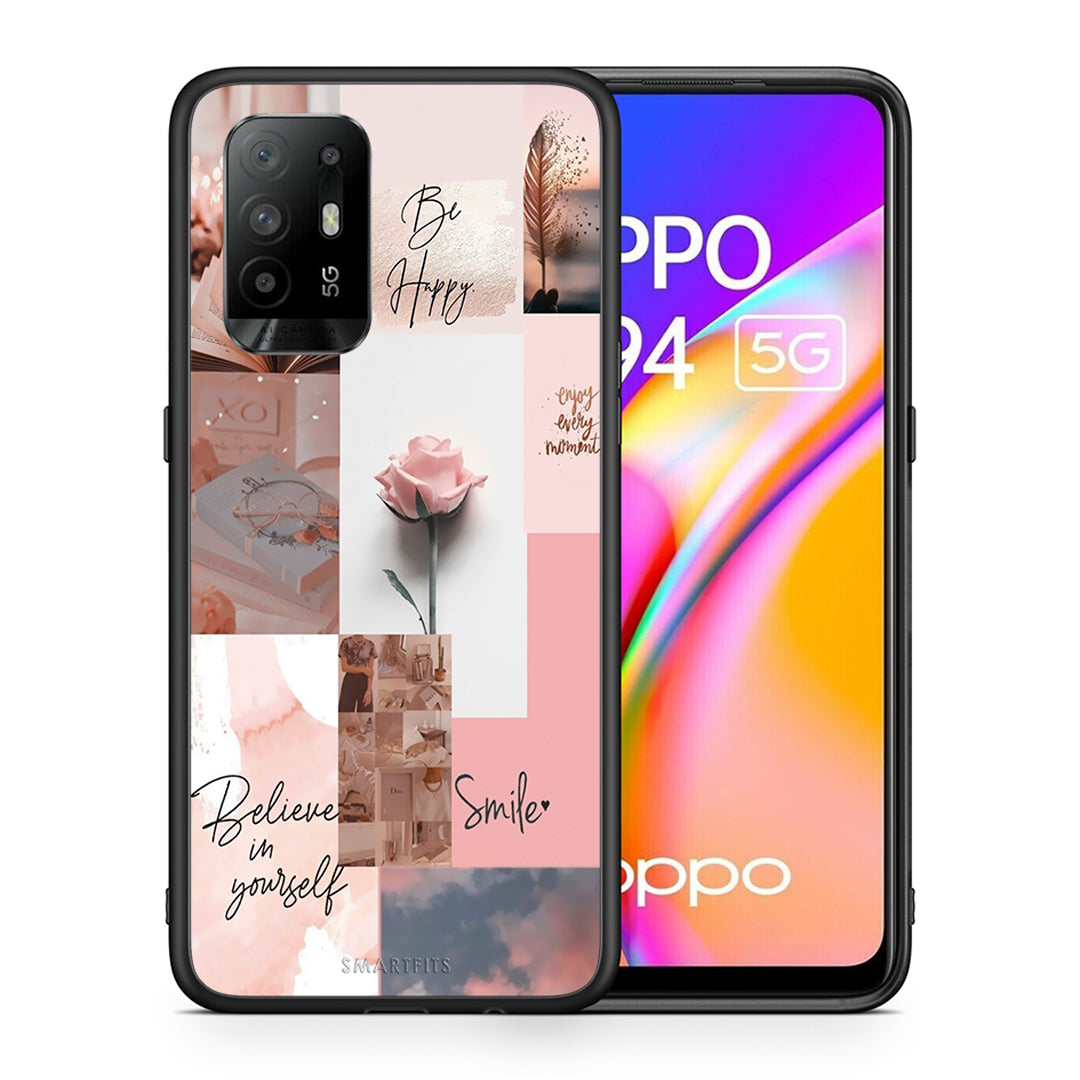Θήκη Oppo A94 5G Aesthetic Collage από τη Smartfits με σχέδιο στο πίσω μέρος και μαύρο περίβλημα | Oppo A94 5G Aesthetic Collage case with colorful back and black bezels