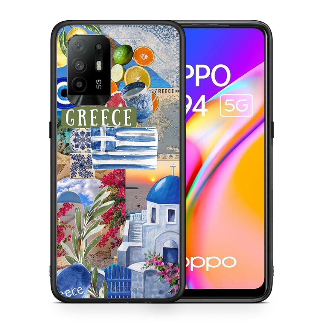 Θήκη Oppo A94 5G All Greek από τη Smartfits με σχέδιο στο πίσω μέρος και μαύρο περίβλημα | Oppo A94 5G All Greek case with colorful back and black bezels