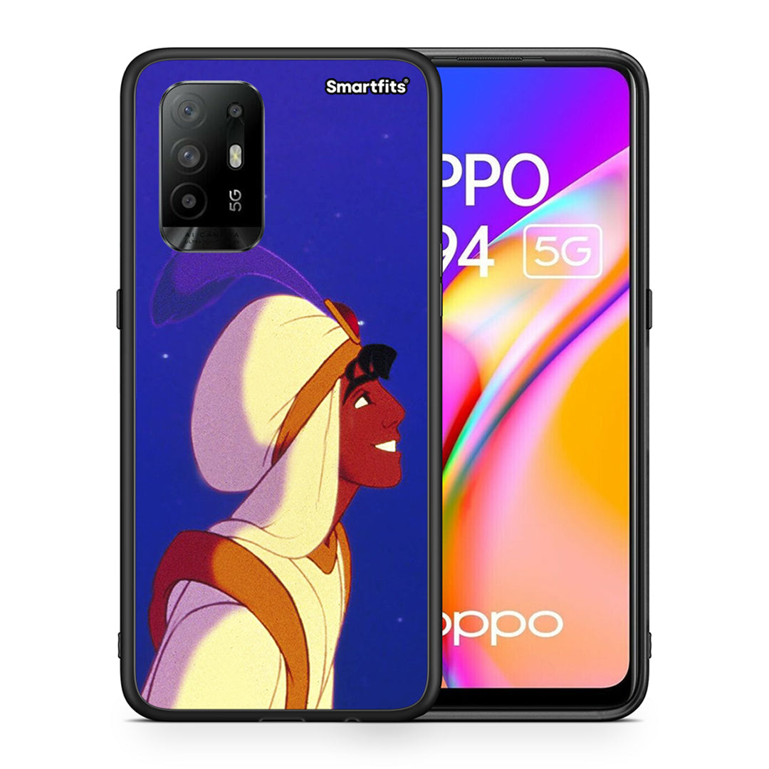 Θήκη Oppo A94 5G Alladin And Jasmine Love 1 από τη Smartfits με σχέδιο στο πίσω μέρος και μαύρο περίβλημα | Oppo A94 5G Alladin And Jasmine Love 1 case with colorful back and black bezels