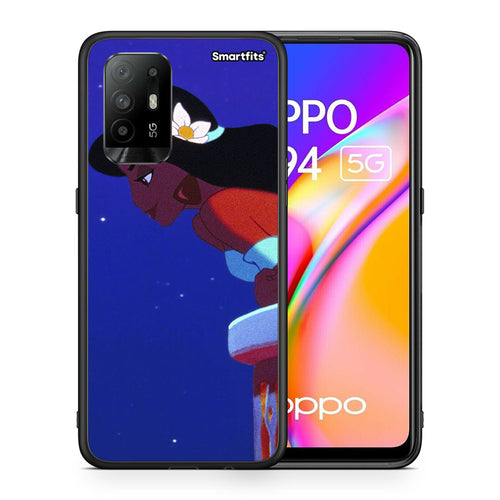 Θήκη Oppo A94 5G Alladin And Jasmine Love 2 από τη Smartfits με σχέδιο στο πίσω μέρος και μαύρο περίβλημα | Oppo A94 5G Alladin And Jasmine Love 2 case with colorful back and black bezels