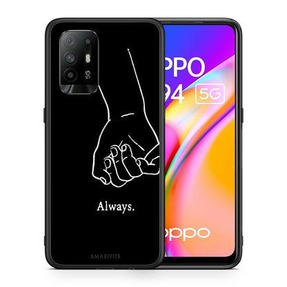 Θήκη Αγίου Βαλεντίνου Oppo A94 5G Always & Forever 1 από τη Smartfits με σχέδιο στο πίσω μέρος και μαύρο περίβλημα | Oppo A94 5G Always & Forever 1 case with colorful back and black bezels