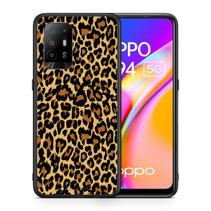 Θήκη Oppo A94 5G Leopard Animal από τη Smartfits με σχέδιο στο πίσω μέρος και μαύρο περίβλημα | Oppo A94 5G Leopard Animal case with colorful back and black bezels