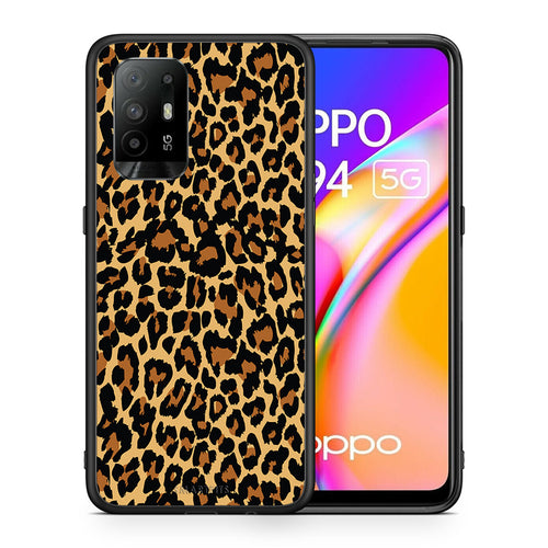 Θήκη Oppo A94 5G Leopard Animal από τη Smartfits με σχέδιο στο πίσω μέρος και μαύρο περίβλημα | Oppo A94 5G Leopard Animal case with colorful back and black bezels