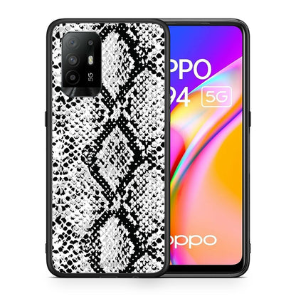 Θήκη Oppo A94 5G White Snake Animal από τη Smartfits με σχέδιο στο πίσω μέρος και μαύρο περίβλημα | Oppo A94 5G White Snake Animal case with colorful back and black bezels