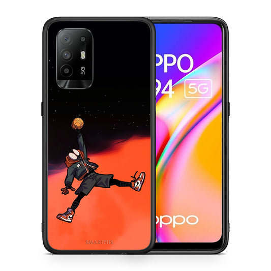 Θήκη Oppo A94 5G Basketball Hero από τη Smartfits με σχέδιο στο πίσω μέρος και μαύρο περίβλημα | Oppo A94 5G Basketball Hero case with colorful back and black bezels
