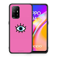 Thumbnail for Θήκη Oppo A94 5G Blue Eye Pink από τη Smartfits με σχέδιο στο πίσω μέρος και μαύρο περίβλημα | Oppo A94 5G Blue Eye Pink case with colorful back and black bezels