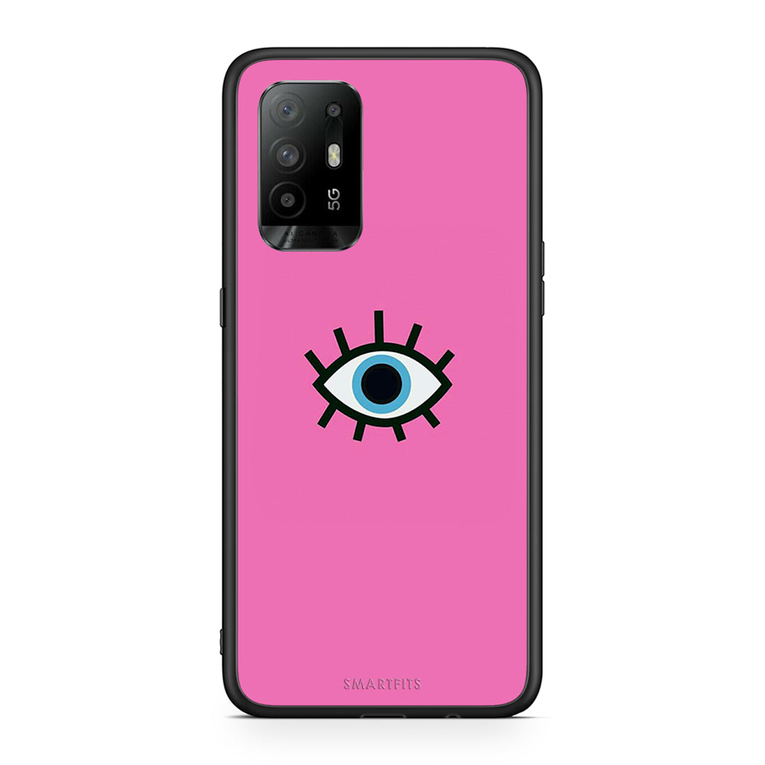 Oppo A94 5G Blue Eye Pink θήκη από τη Smartfits με σχέδιο στο πίσω μέρος και μαύρο περίβλημα | Smartphone case with colorful back and black bezels by Smartfits