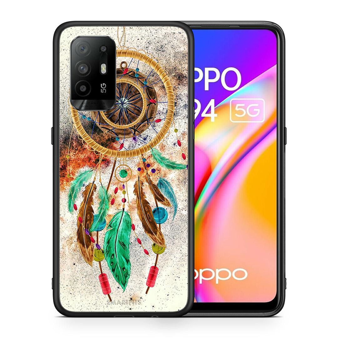 Θήκη Oppo A94 5G DreamCatcher Boho από τη Smartfits με σχέδιο στο πίσω μέρος και μαύρο περίβλημα | Oppo A94 5G DreamCatcher Boho case with colorful back and black bezels