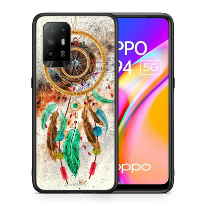 Θήκη Oppo A94 5G DreamCatcher Boho από τη Smartfits με σχέδιο στο πίσω μέρος και μαύρο περίβλημα | Oppo A94 5G DreamCatcher Boho case with colorful back and black bezels