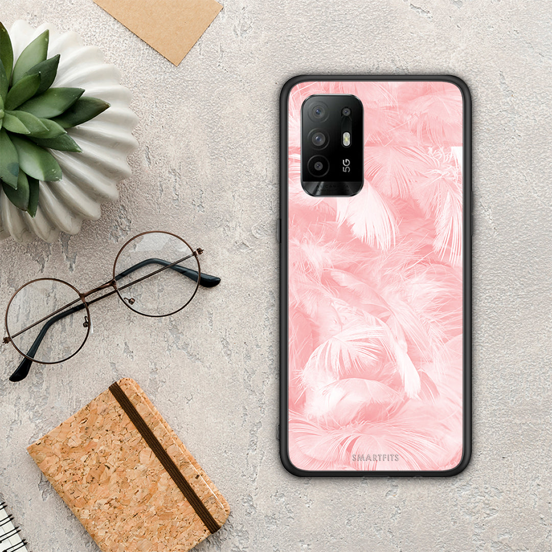 Boho Pink Feather - Oppo A94 5G / F19 Pro / Reno5 Lite θήκη