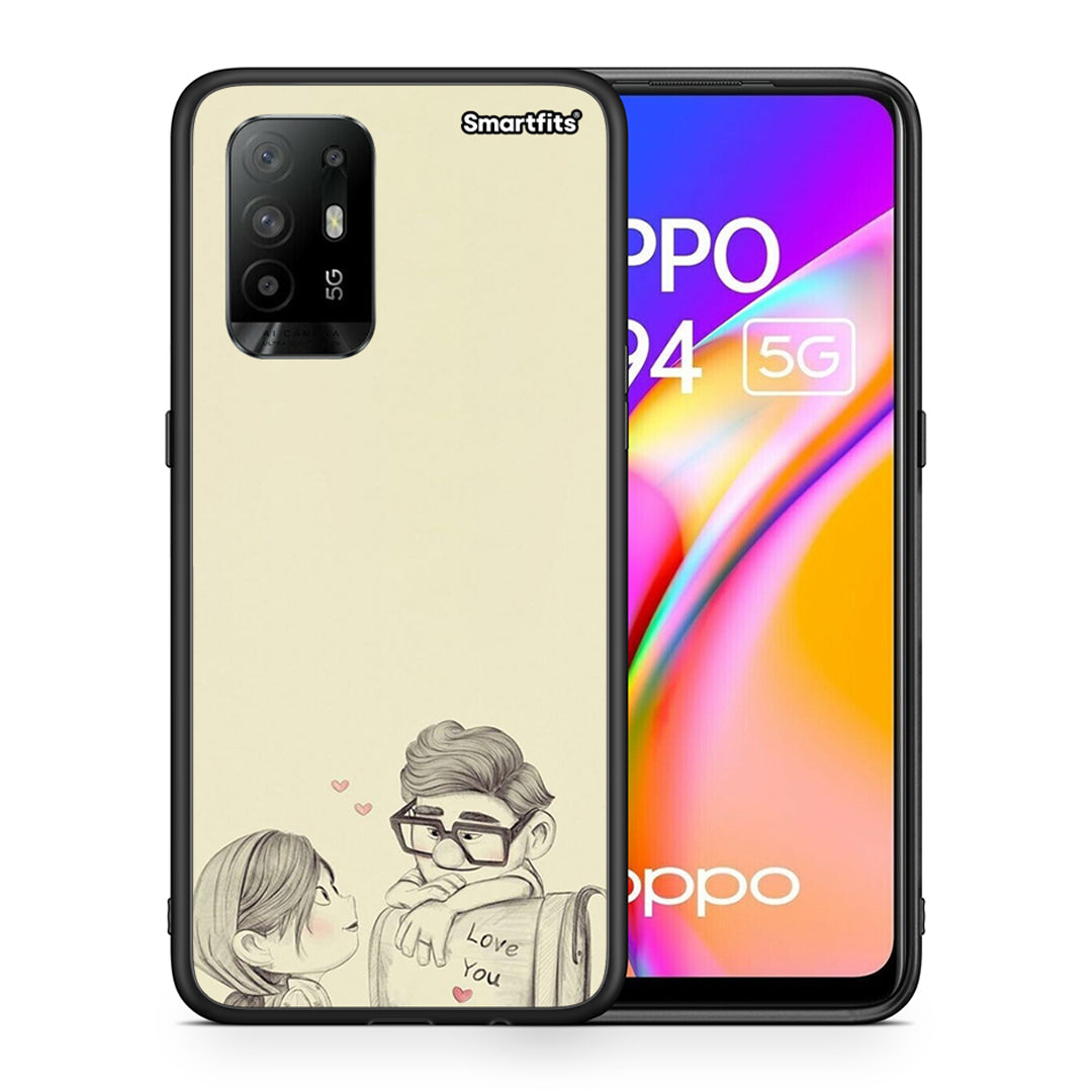 Θήκη Oppo A94 5G Carl And Ellie από τη Smartfits με σχέδιο στο πίσω μέρος και μαύρο περίβλημα | Oppo A94 5G Carl And Ellie case with colorful back and black bezels
