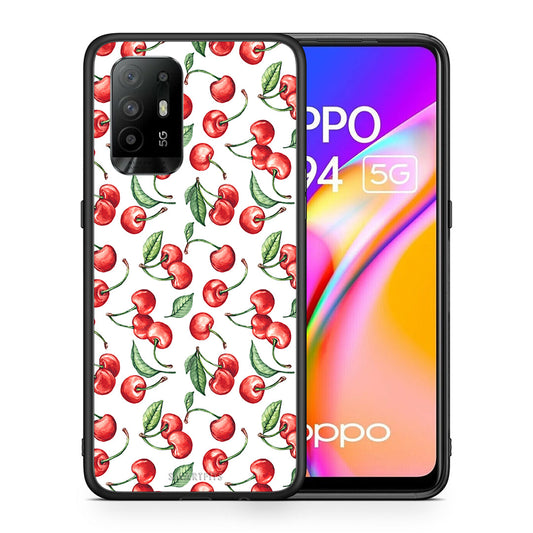 Θήκη Oppo A94 5G Cherry Summer από τη Smartfits με σχέδιο στο πίσω μέρος και μαύρο περίβλημα | Oppo A94 5G Cherry Summer case with colorful back and black bezels