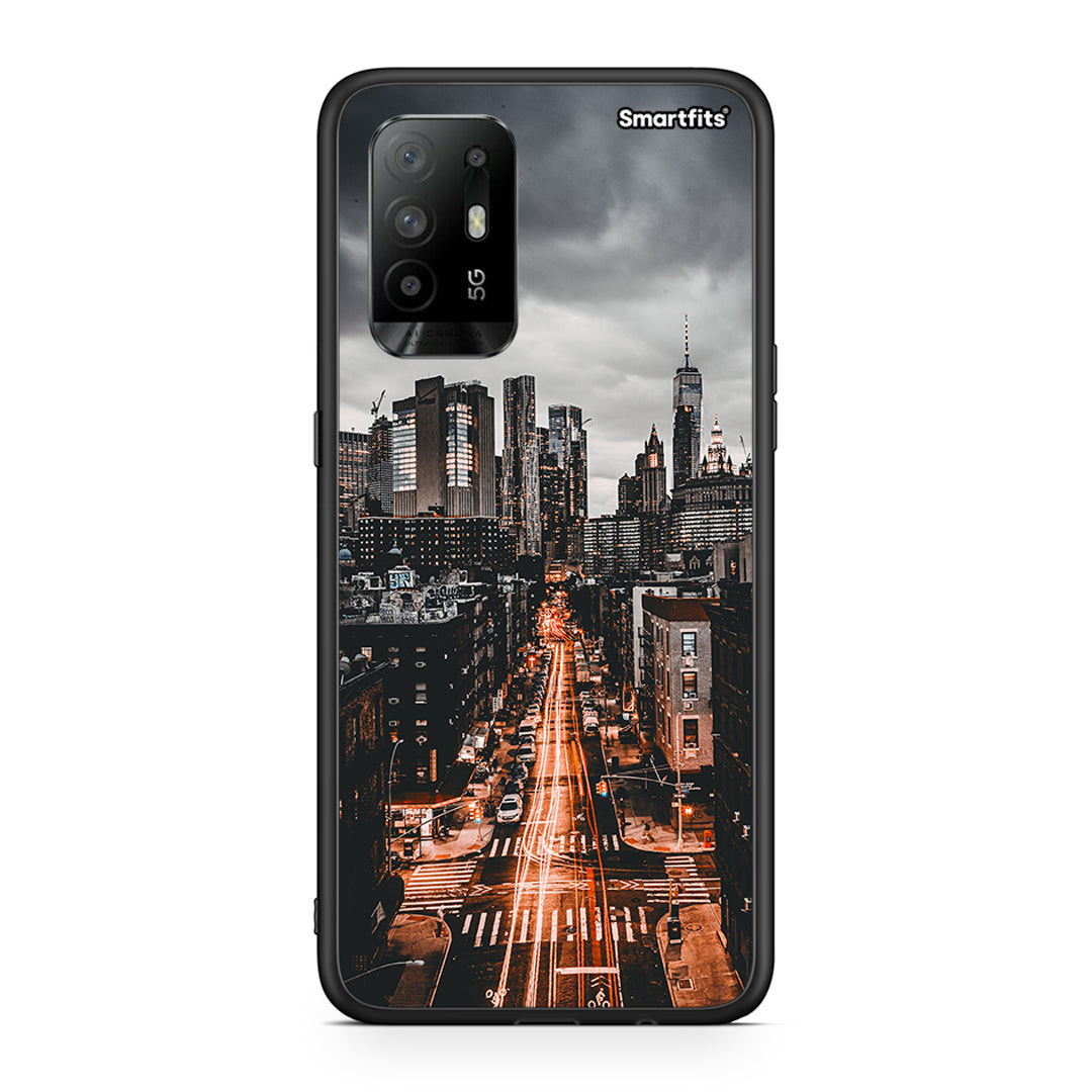 Oppo A94 5G City Lights θήκη από τη Smartfits με σχέδιο στο πίσω μέρος και μαύρο περίβλημα | Smartphone case with colorful back and black bezels by Smartfits