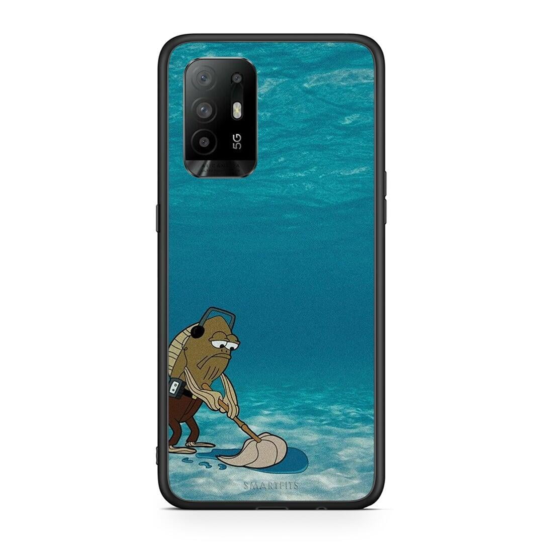 Oppo A94 5G Clean The Ocean Θήκη από τη Smartfits με σχέδιο στο πίσω μέρος και μαύρο περίβλημα | Smartphone case with colorful back and black bezels by Smartfits