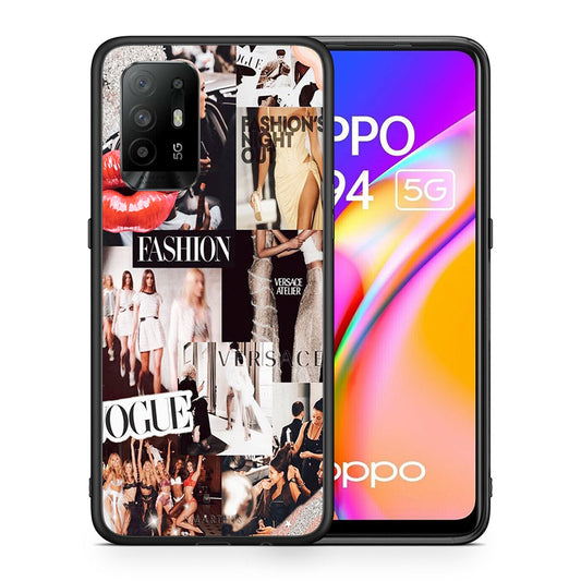 Θήκη Αγίου Βαλεντίνου Oppo A94 5G Collage Fashion από τη Smartfits με σχέδιο στο πίσω μέρος και μαύρο περίβλημα | Oppo A94 5G Collage Fashion case with colorful back and black bezels