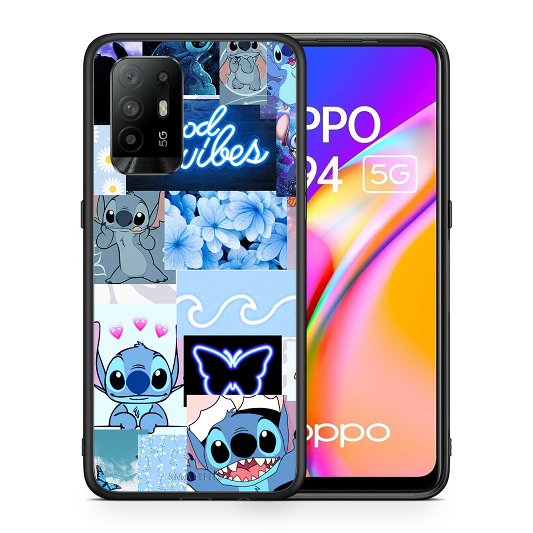 Θήκη Αγίου Βαλεντίνου Oppo A94 5G Collage Good Vibes από τη Smartfits με σχέδιο στο πίσω μέρος και μαύρο περίβλημα | Oppo A94 5G Collage Good Vibes case with colorful back and black bezels