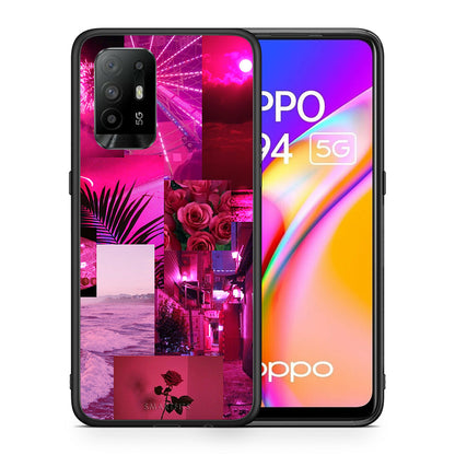Θήκη Αγίου Βαλεντίνου Oppo A94 5G Collage Red Roses από τη Smartfits με σχέδιο στο πίσω μέρος και μαύρο περίβλημα | Oppo A94 5G Collage Red Roses case with colorful back and black bezels