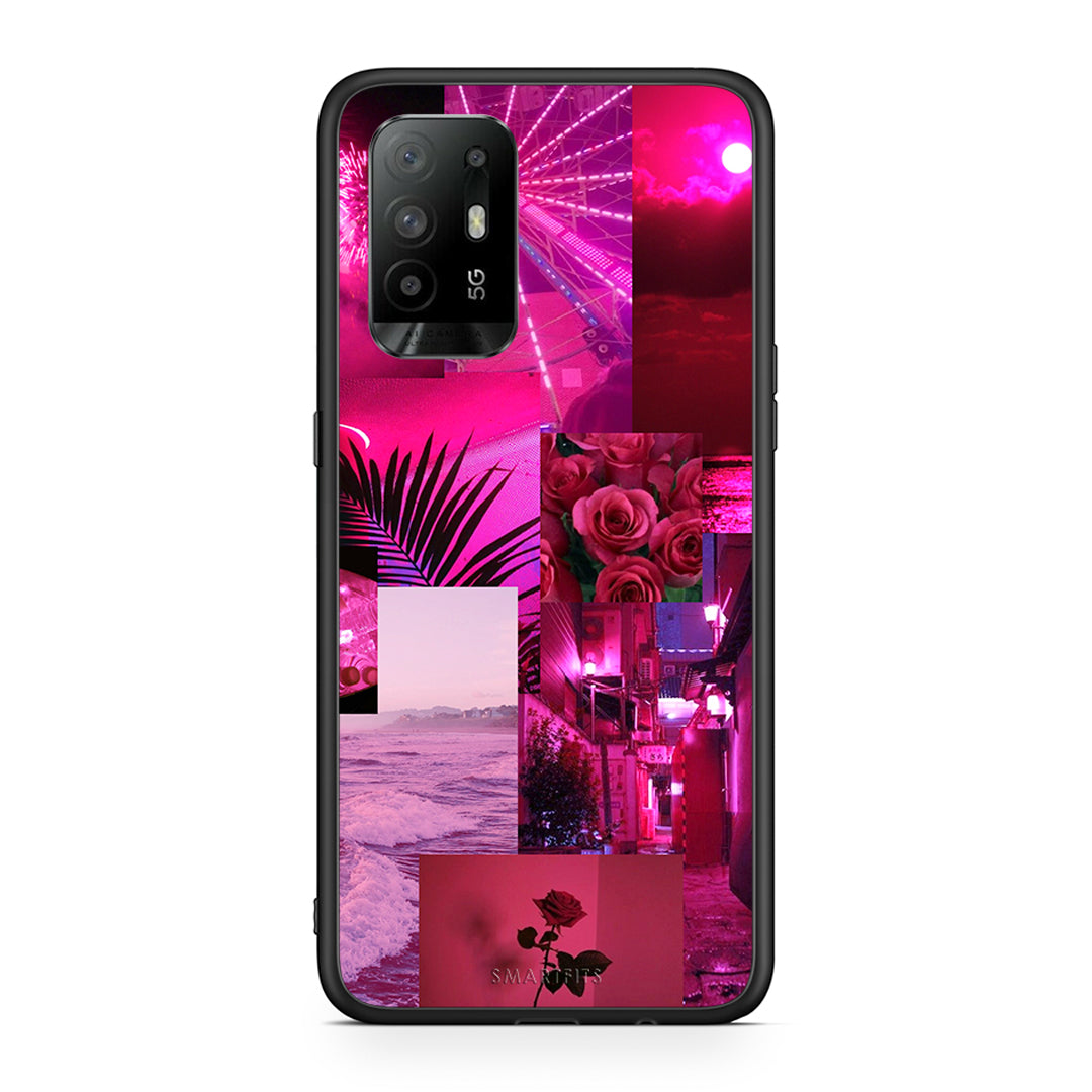 Oppo A94 5G Collage Red Roses Θήκη Αγίου Βαλεντίνου από τη Smartfits με σχέδιο στο πίσω μέρος και μαύρο περίβλημα | Smartphone case with colorful back and black bezels by Smartfits