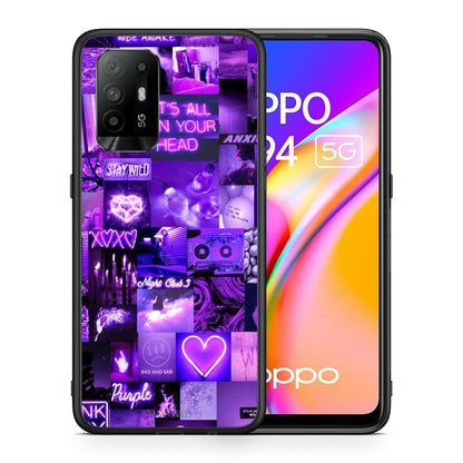 Θήκη Αγίου Βαλεντίνου Oppo A94 5G Collage Stay Wild από τη Smartfits με σχέδιο στο πίσω μέρος και μαύρο περίβλημα | Oppo A94 5G Collage Stay Wild case with colorful back and black bezels