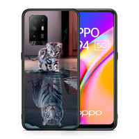 Thumbnail for Θήκη Oppo A94 5G Tiger Cute από τη Smartfits με σχέδιο στο πίσω μέρος και μαύρο περίβλημα | Oppo A94 5G Tiger Cute case with colorful back and black bezels