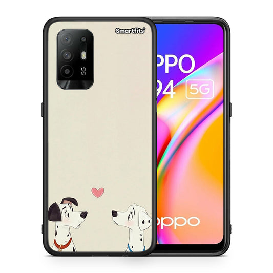 Θήκη Oppo A94 5G Dalmatians Love από τη Smartfits με σχέδιο στο πίσω μέρος και μαύρο περίβλημα | Oppo A94 5G Dalmatians Love case with colorful back and black bezels