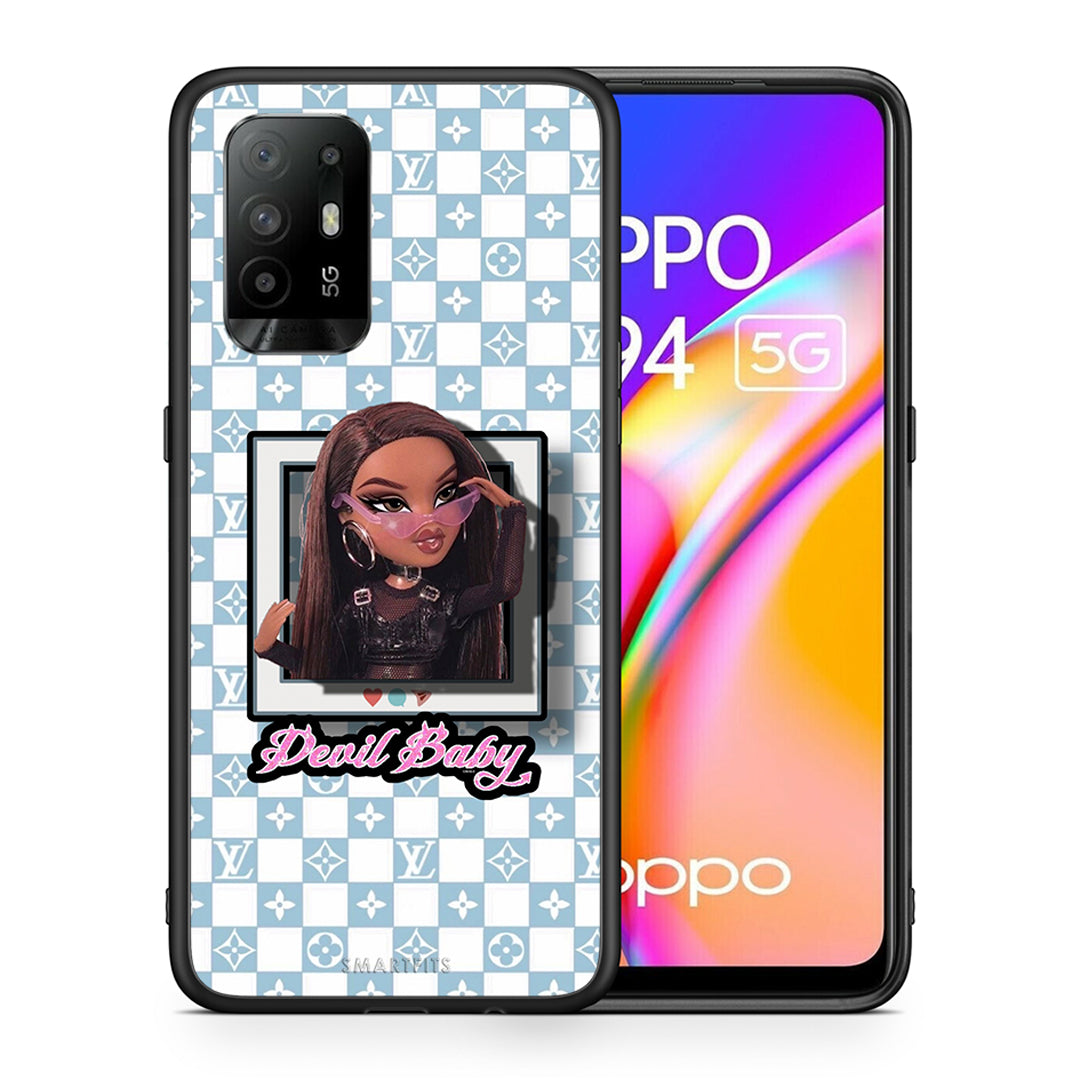 Θήκη Αγίου Βαλεντίνου Oppo A94 5G Devil Baby από τη Smartfits με σχέδιο στο πίσω μέρος και μαύρο περίβλημα | Oppo A94 5G Devil Baby case with colorful back and black bezels