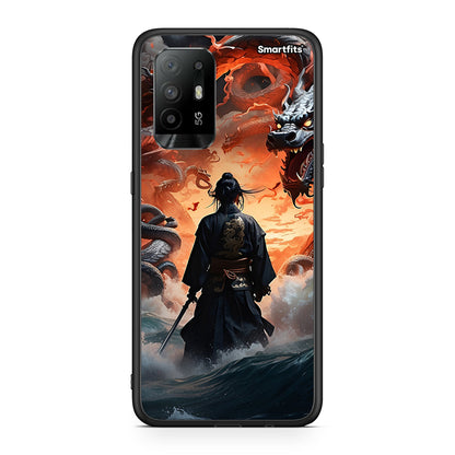 Oppo A94 5G Dragons Fight θήκη από τη Smartfits με σχέδιο στο πίσω μέρος και μαύρο περίβλημα | Smartphone case with colorful back and black bezels by Smartfits